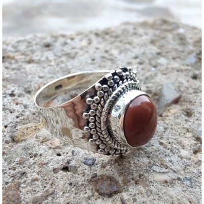 Bague en argent et Jaspe rouge