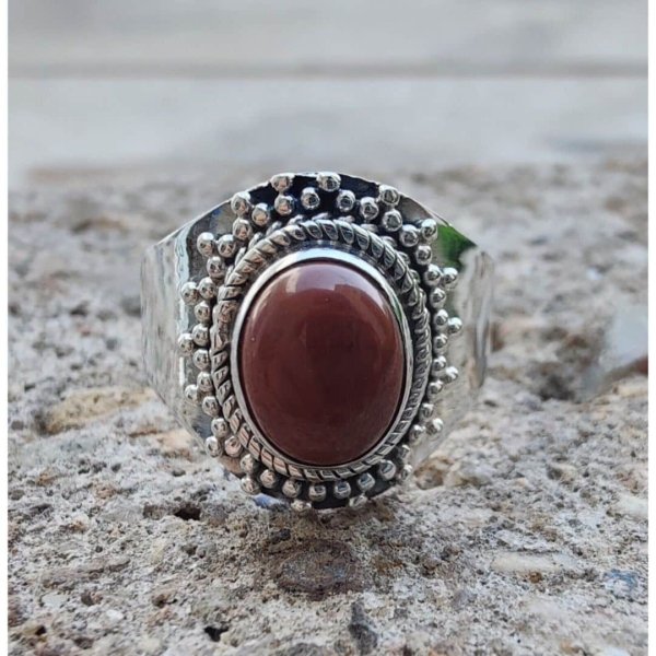 Bague en argent et Jaspe rouge