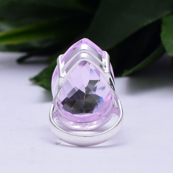 Bague en argent et Kunzite rose