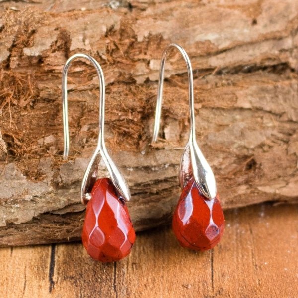 Boucles d'oreilles en Jaspe rouge