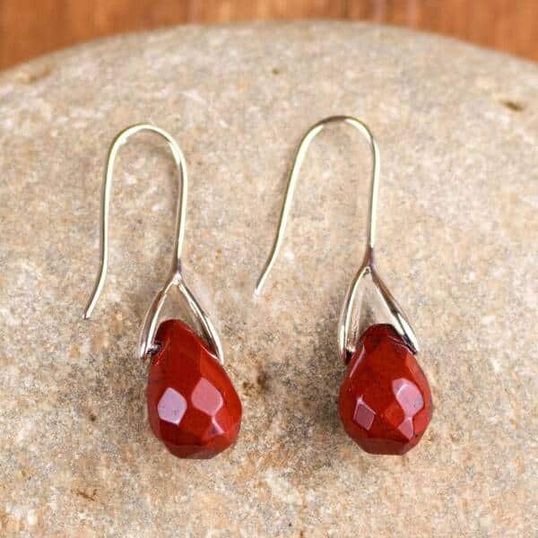 Boucles d'oreilles en Jaspe rouge