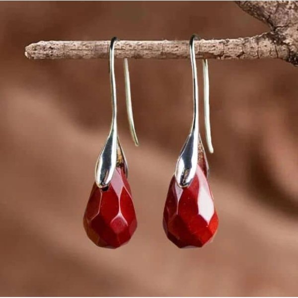 Boucles d'oreilles en Jaspe rouge