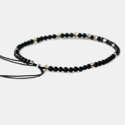 Bracelet en onyx et cristal de roche pour femme