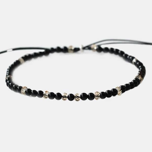 Bracelet en onyx et cristal de roche pour femme