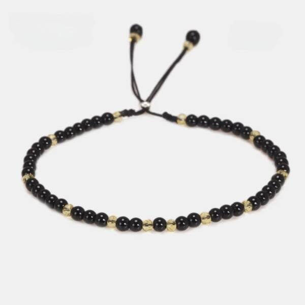 Bracelet en onyx et cristal de roche pour femme