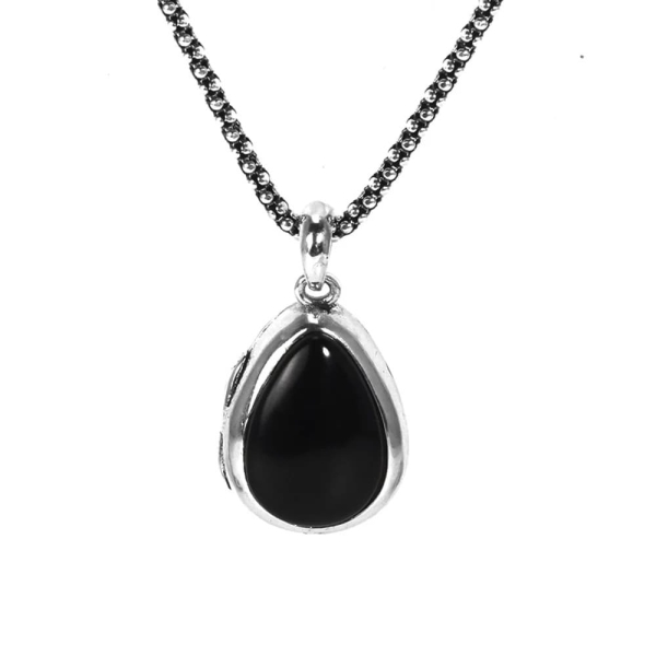 Pendentif en argent et onyx noir pour femme