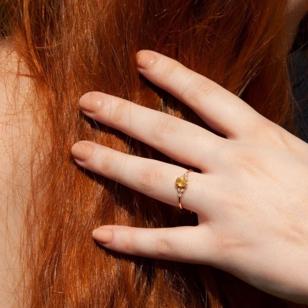 Bague avec Citrine et diamants