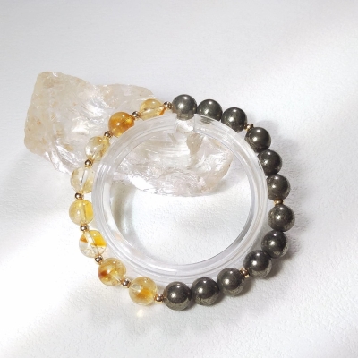 Bracelet en Pyrite et Citrine