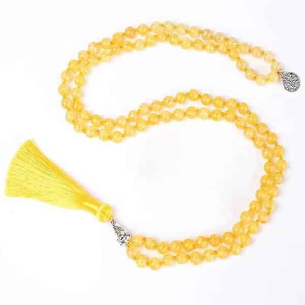 Collier mala avec 108 perles de citrine