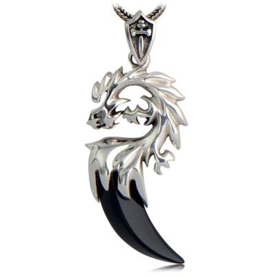 Pendentif en argent et onyx noir pour homme