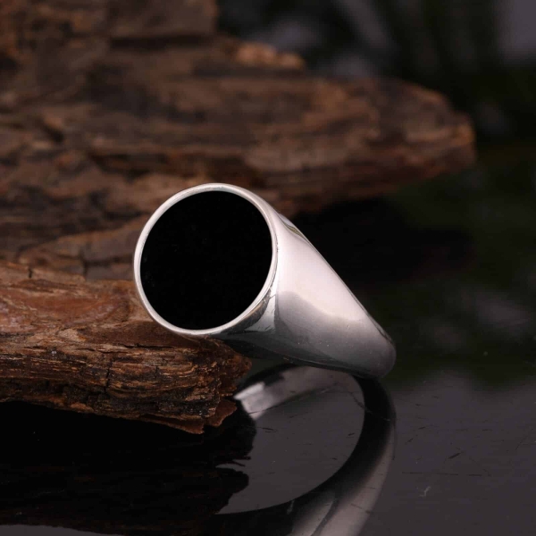 Bague en argent et Onyx noir pour homme