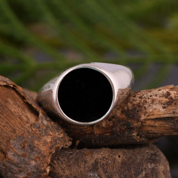 Bague en argent et Onyx noir pour homme