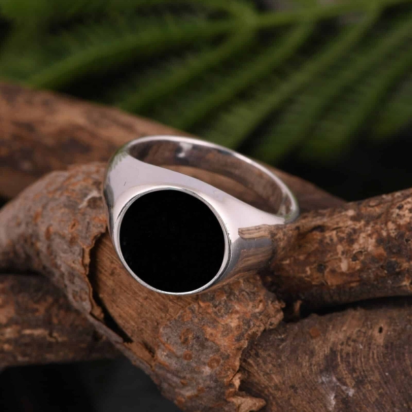 Bague en argent et Onyx noir pour homme