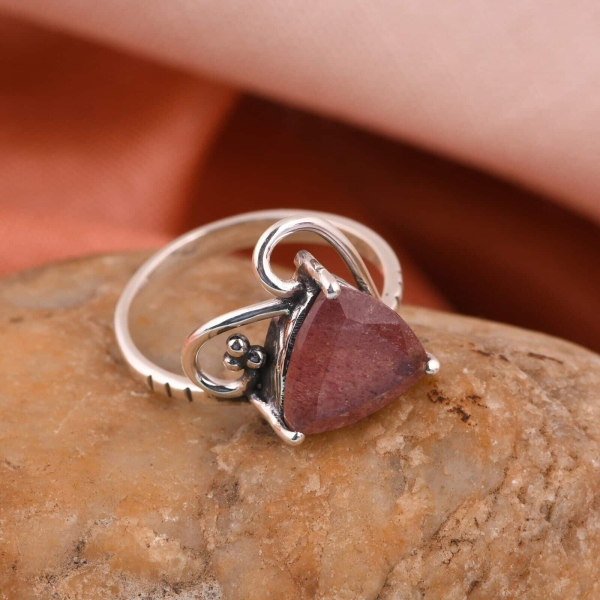 Bague en argent et Quartz Fraise