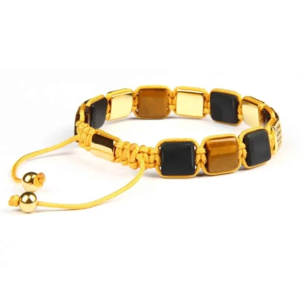 Bracelet en Onyx noir et Oeil de Tigre