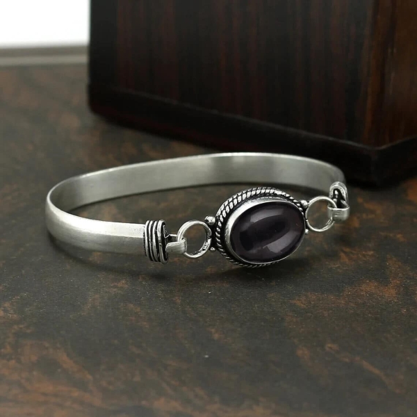 Bracelet en argent et Onyx noir pour femme