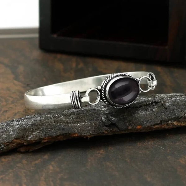 Bracelet en argent et Onyx noir pour femme