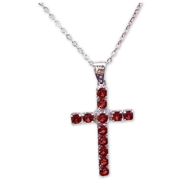 Pendentif croix en Grenat