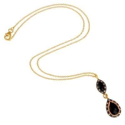 Pendentif en plaqué or et onyx