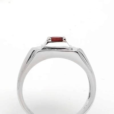 Bague en argent et Grenat pour homme