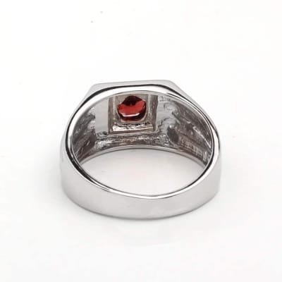 Bague en argent et Grenat pour homme