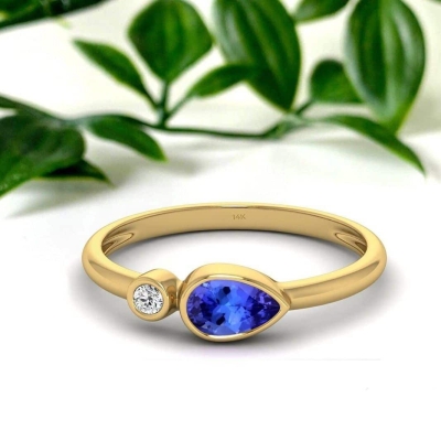 Bague en or avec Tanzanite et diamant