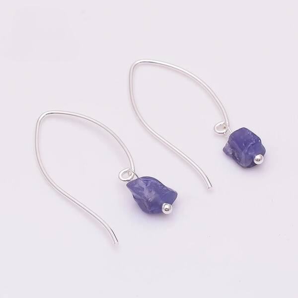 Boucles d'oreilles en argent et Tanzanite brute