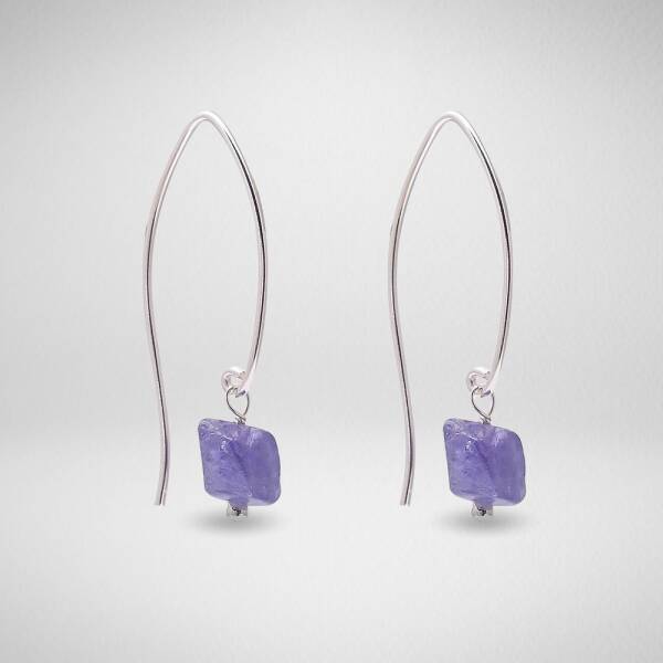 Boucles d'oreilles en argent et Tanzanite brute