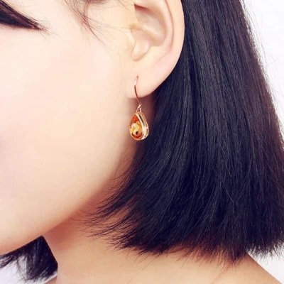 Boucles d'oreilles en or jaune et Citrine