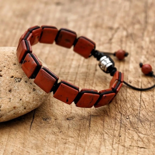 Bracelet en Jaspe rouge pour homme