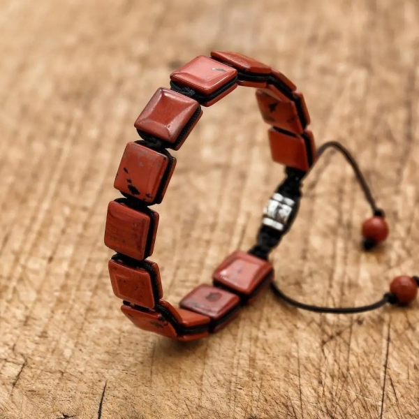 Bracelet en Jaspe rouge pour homme