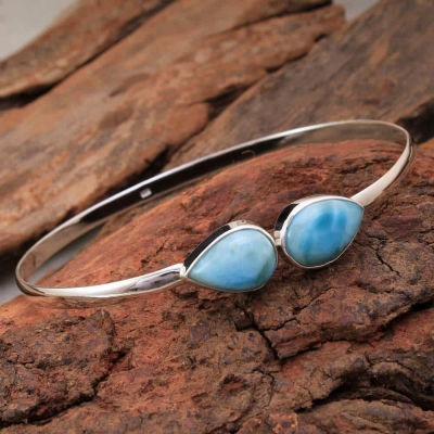 Bracelet en argent et Larimar pour femme