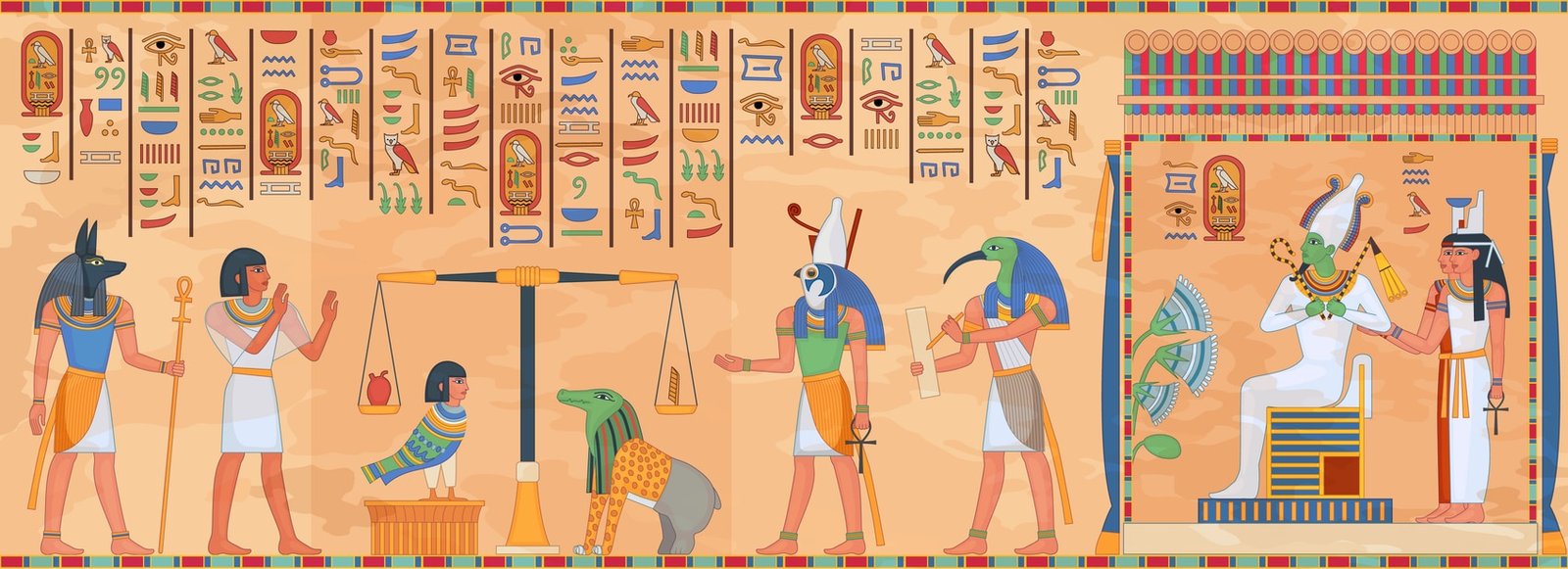 Péridot : Origines, propriétés et vertus 2 Peinture murale de lEgypte antique