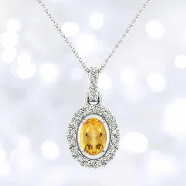 Pendentif en or blanc et Citrine