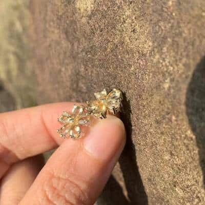 Boucles d'oreilles clous en argent et citrine