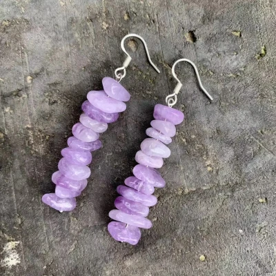 Boucles d'oreilles en argent et kunzite rose