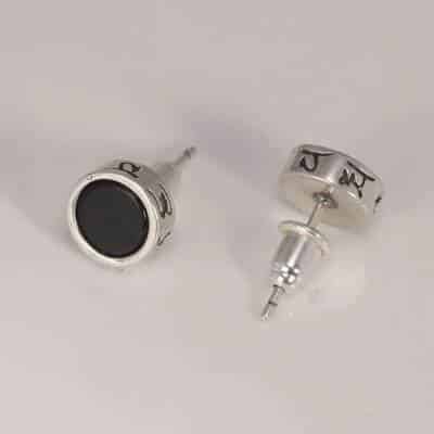 Boucles d'oreilles en argent et onyx noir pour homme