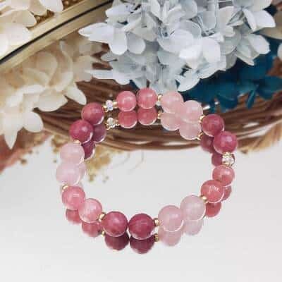 Bracelet en Rhodonite et Quartz rose