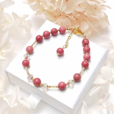 Bracelet en Rhodonite rose