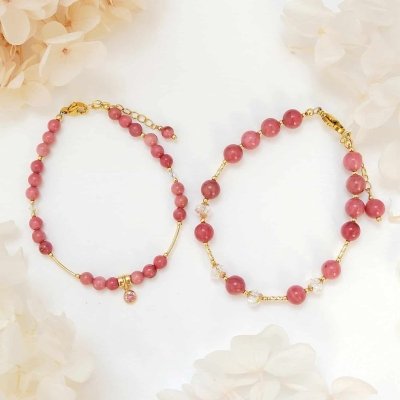Bracelet en Rhodonite rose