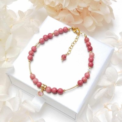 Bracelet en Rhodonite rose