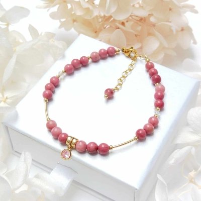 Bracelet en Rhodonite rose