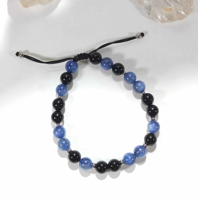 Bracelet en cyanite et onyx pour homme