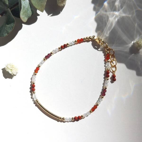 Bracelet en jaspe rouge et pierre de lune