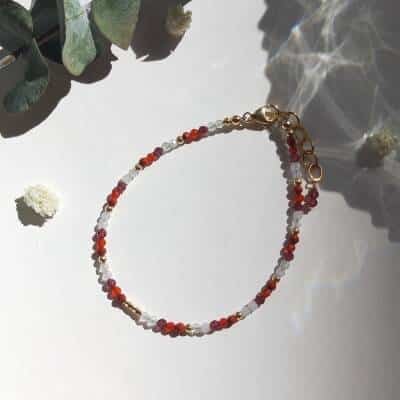 Bracelet en jaspe rouge et pierre de lune