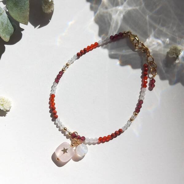 Bracelet en jaspe rouge et pierre de lune