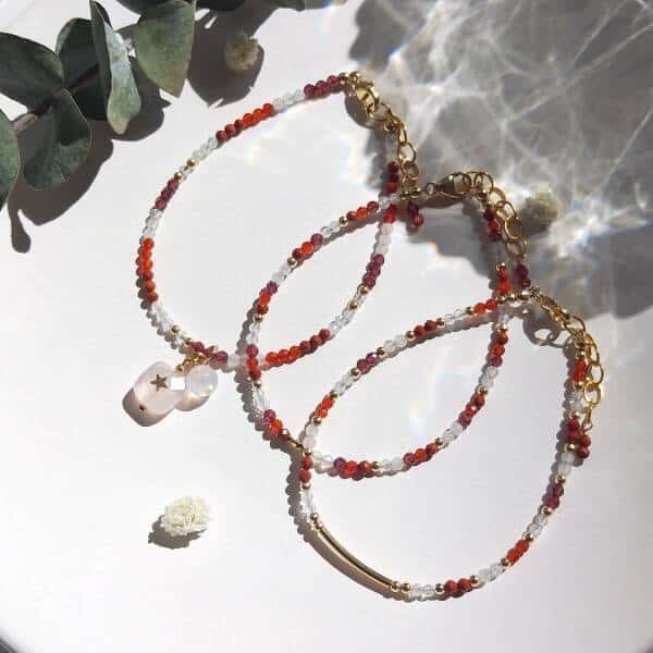 Bracelet en jaspe rouge et pierre de lune