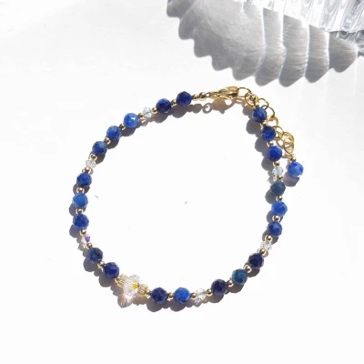 Bracelet en or et perles de cyanite