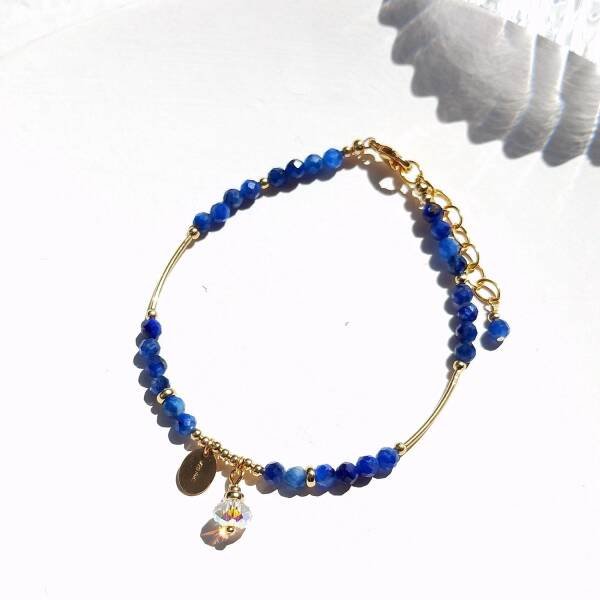 Bracelet en or et perles de cyanite