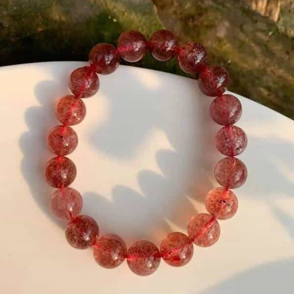 Bracelet en perles de quartz fraise